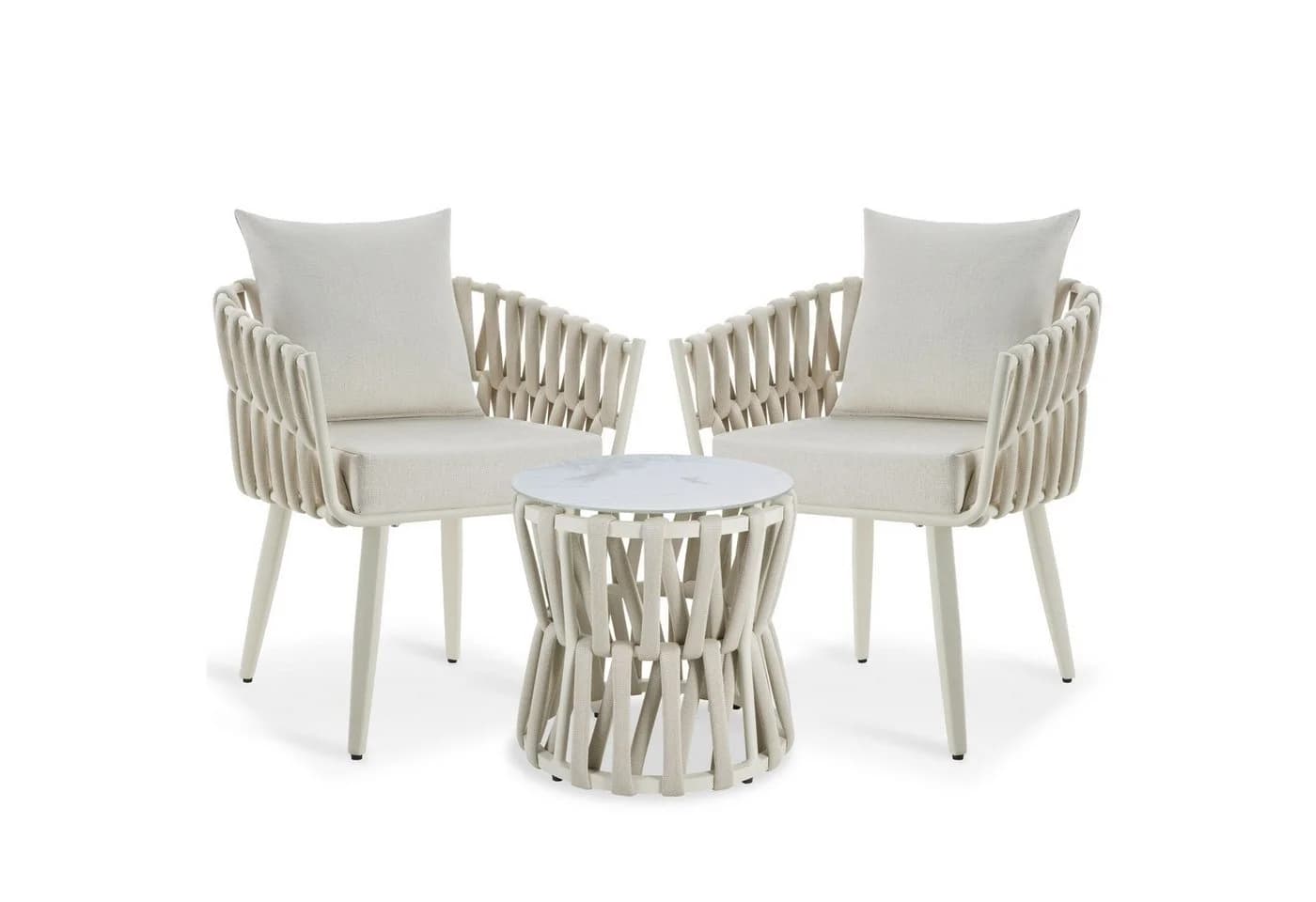 TECTAKE Gartenlounge-Set Lugano 3-tlg. Beige Aluminium Rope-Design - Bild 2