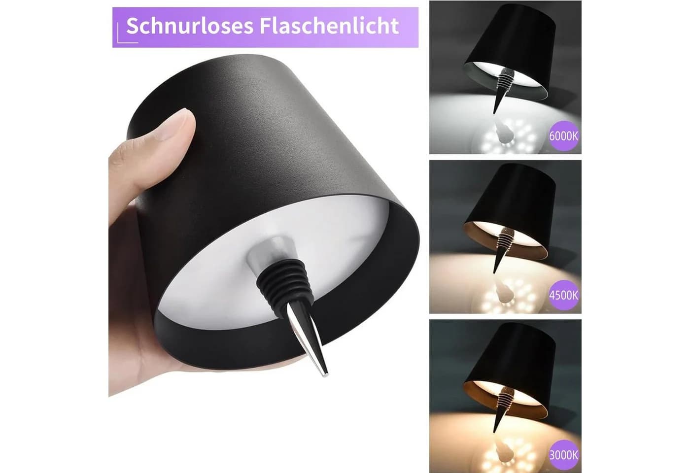 Realb2b LED Tischleuchte Flaschenlampe Aufsatz Weiß Kaffee - Bild 3