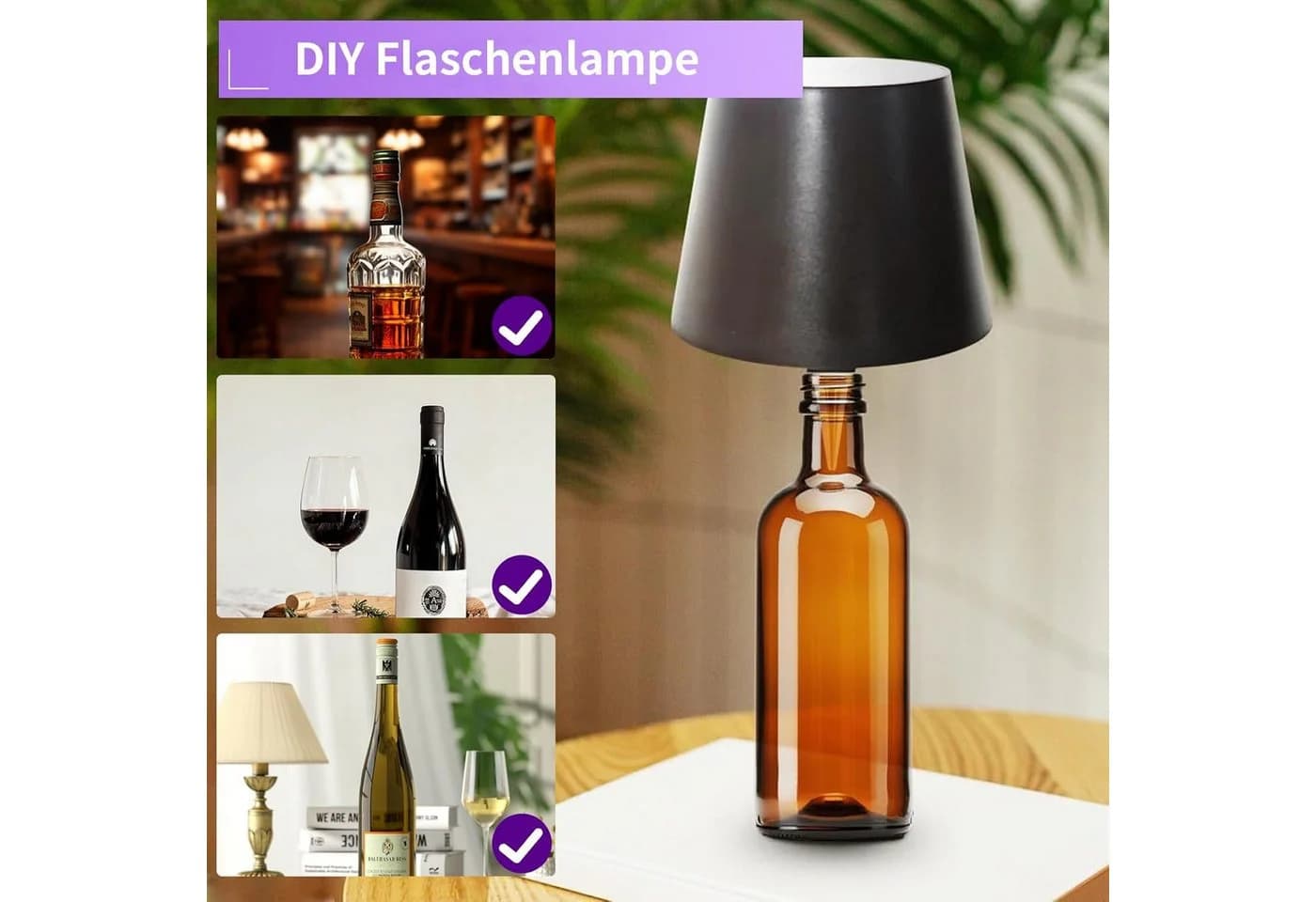 Realb2b LED Tischleuchte Flaschenlampe Aufsatz Weiß Kaffee - Bild 4