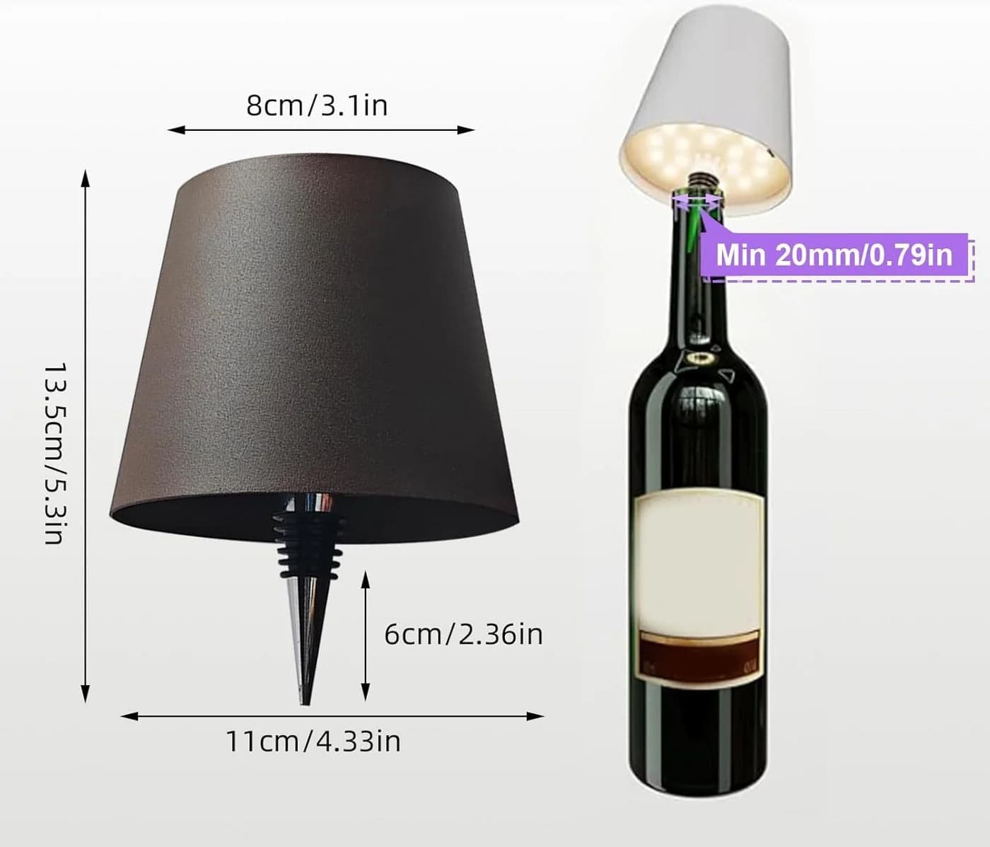Realb2b LED Tischleuchte Flaschenlampe Aufsatz Weiß Kaffee - Bild 5