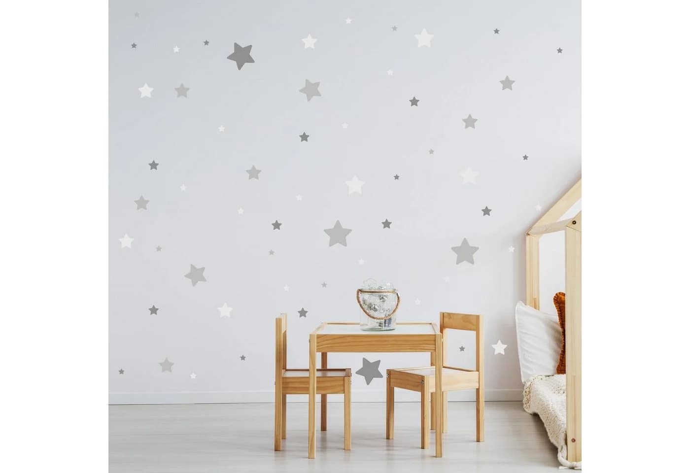 WANDKIND Wandtattoo Sternen Set 94 Stück Grau Handgezeichnet