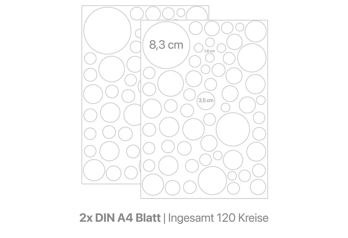 WANDKIND Wandtattoo Kreise Set 120 Stück Grau Bär Mond Sterne