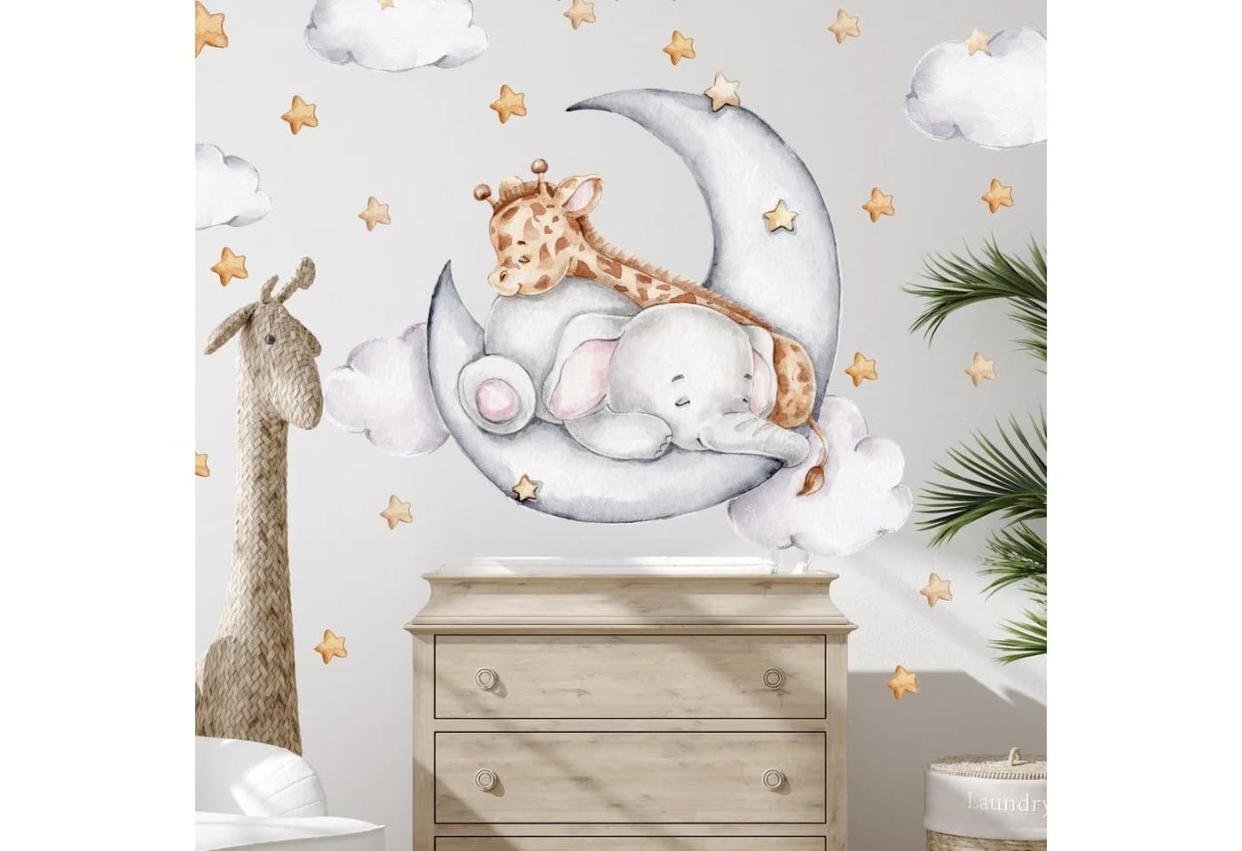WANDKIND Wandtattoo Elefant Giraffe Mond V325 Vinyl - Bild 2