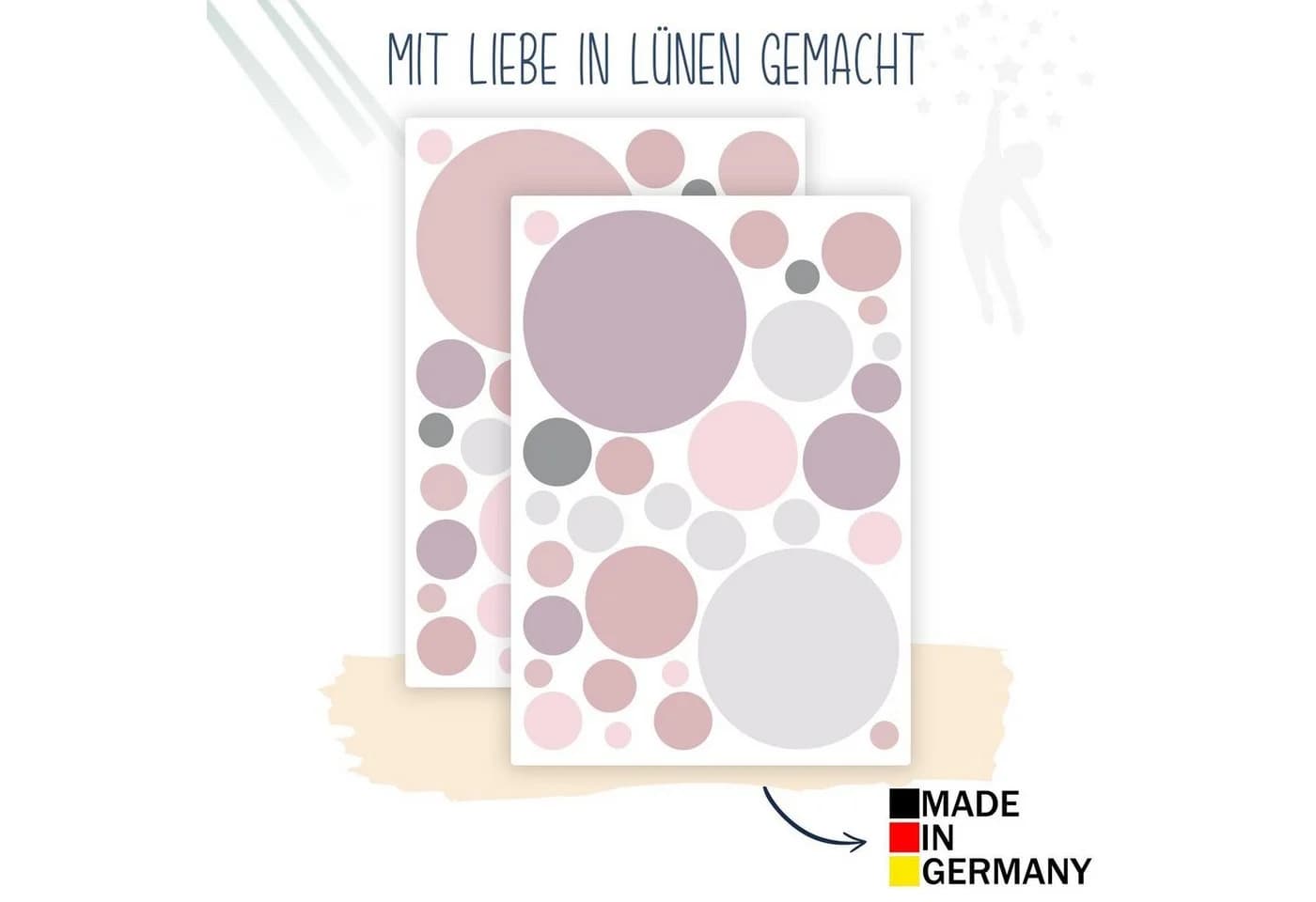 WANDKIND Wandsticker Kreis Set 60 Stück Rosa Selbstklebend