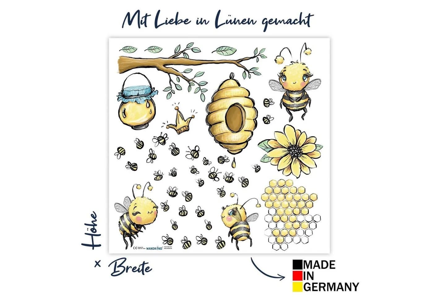 WANDKIND Wandtattoo Bienenstock mit Bienenkönigin V359