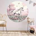 WANDKIND Wandtattoo Einhorn RUND V417 Blumenwiese - Selbstklebend Bild 2