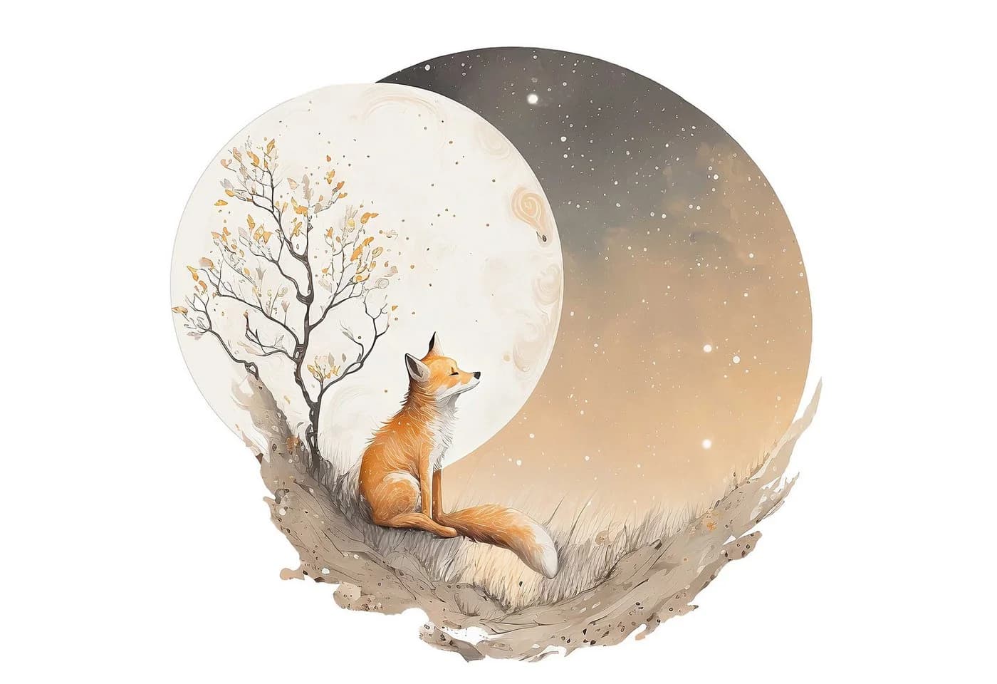 WANDKIND Wandtattoo Fuchs auf dem Mond V411 - Selbstklebend & Wieder Ablösbar - Bild 2