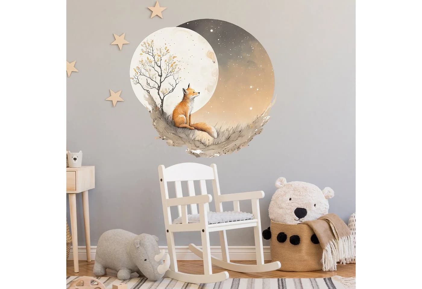 WANDKIND Wandtattoo Fuchs auf dem Mond V411 - Selbstklebend & Wieder Ablösbar - Bild 4