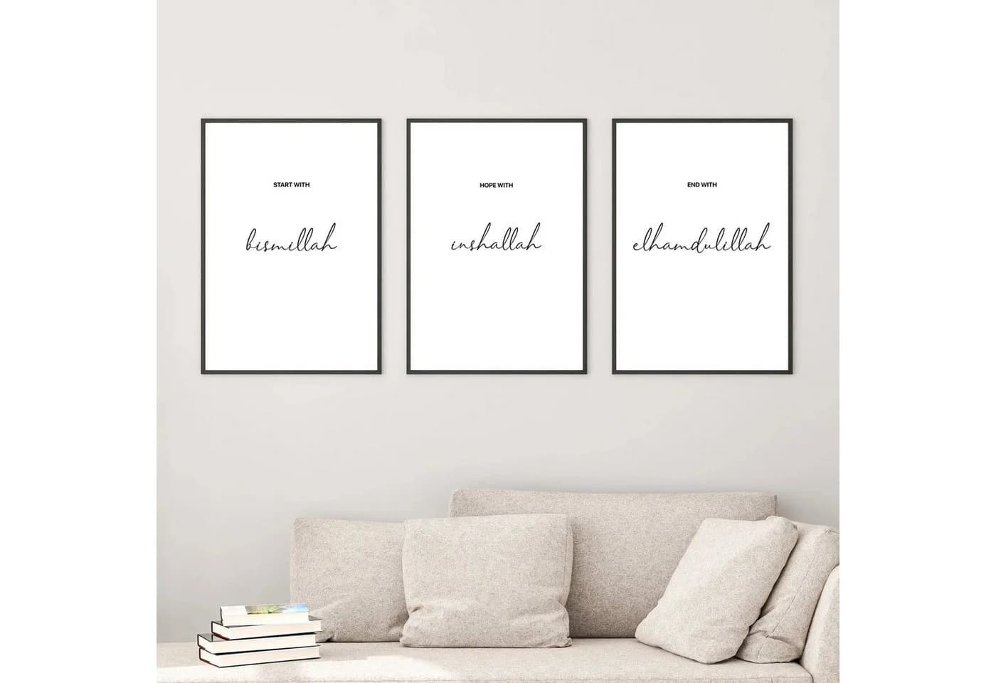 WANDKIND Poster Start with Bismillah 3er Set Premium Schwarz/Weiß - Bild 2