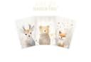 WANDKIND Poster Waldtiere 3er Set Bär Fuchs Reh Beige Kinderzimmer Bild 3