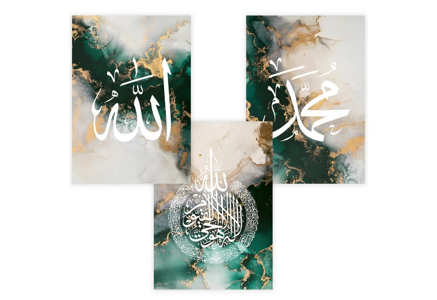 WANDKIND Poster Set 3-teilig Arabische Kalligraphie Grün/Gold Holzrahmen - Bild 4