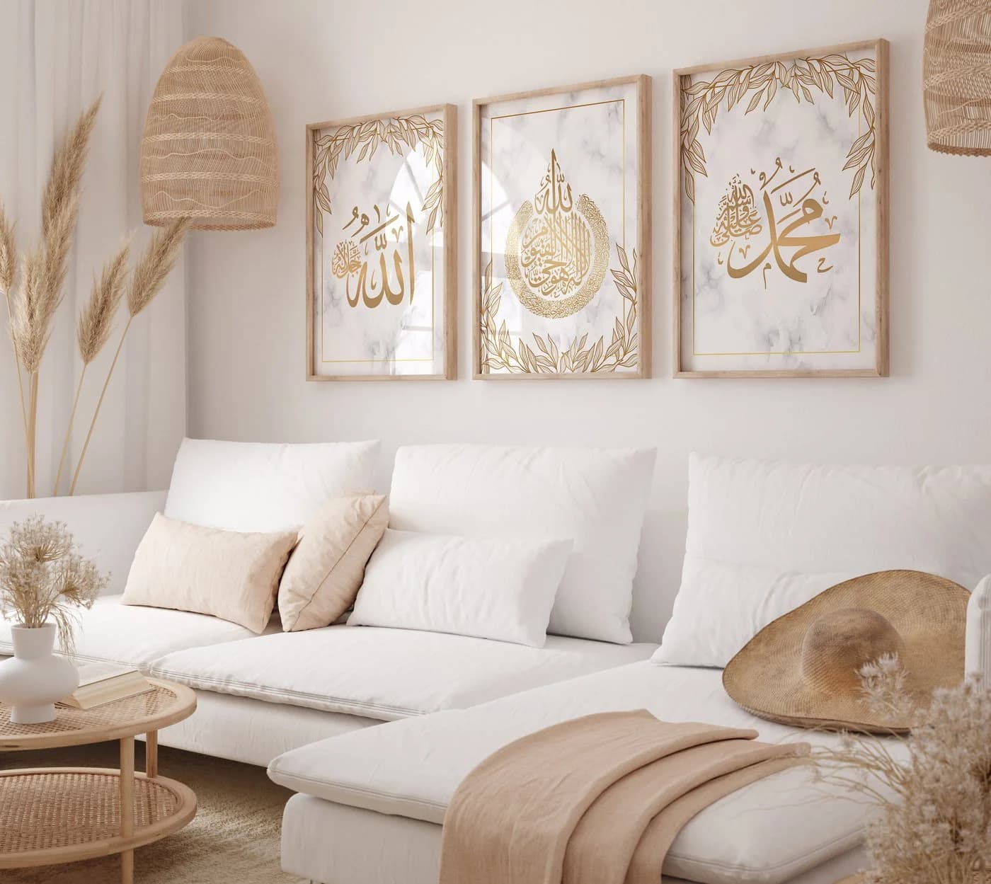 WANDKIND Poster Allah & Muhammad Set Premium IP719, Islamische Poster Gold/Weiß - Bild 3
