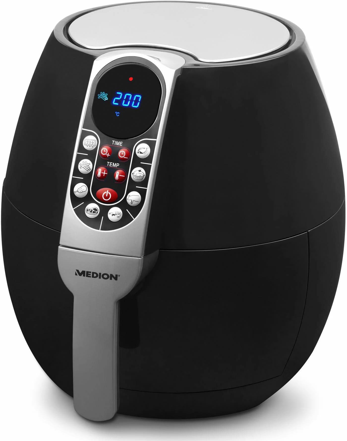 Medion Heißluftfritteuse MD17320 Schwarz 8 Automatikprogramme