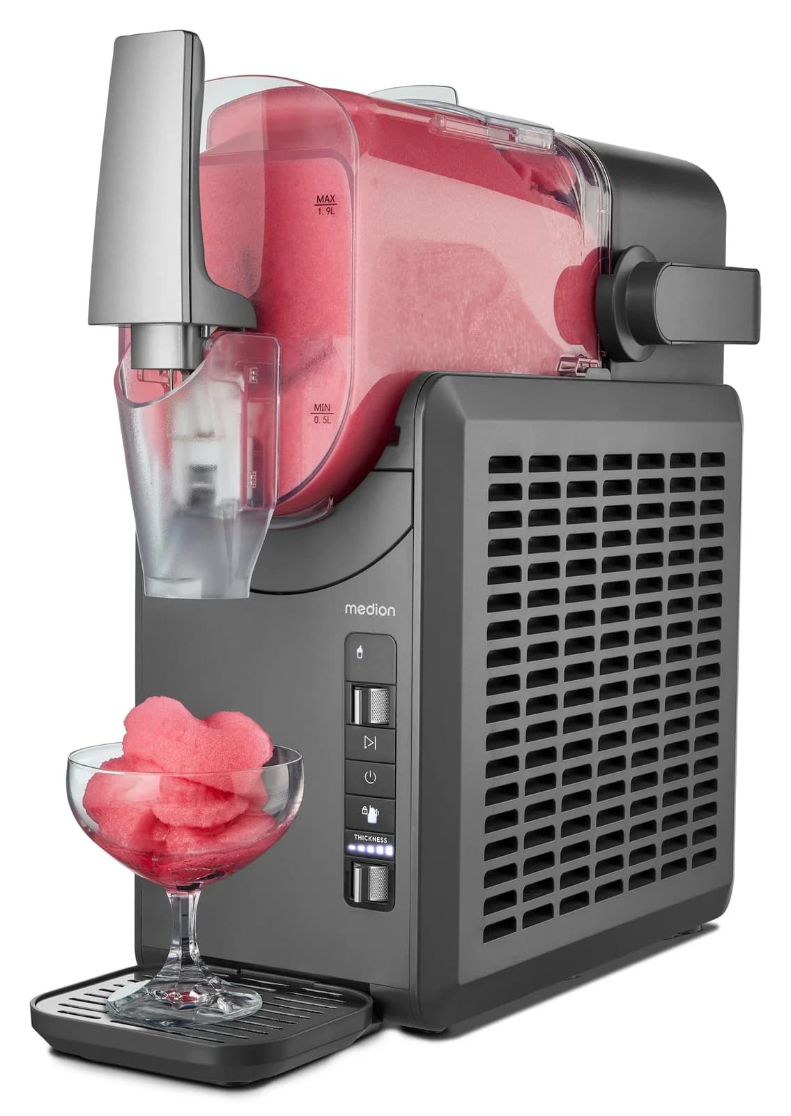 MEDION Slush-Eismaschine MD12090 Kompressorkühlung Grau