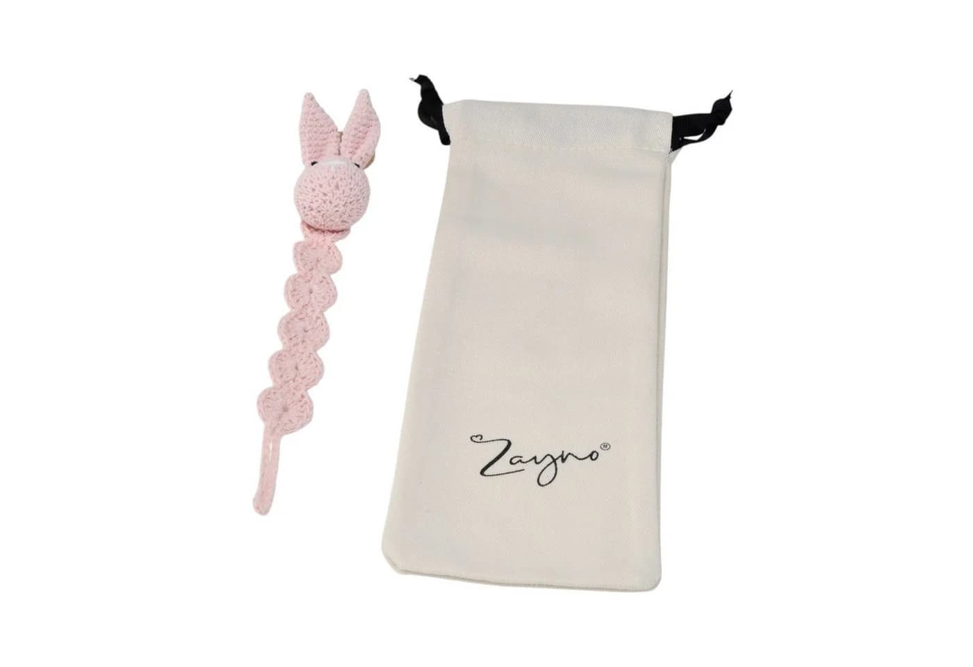 Zayno Schnullerkette Hasi Rosa Handgefertigt - Bild 3