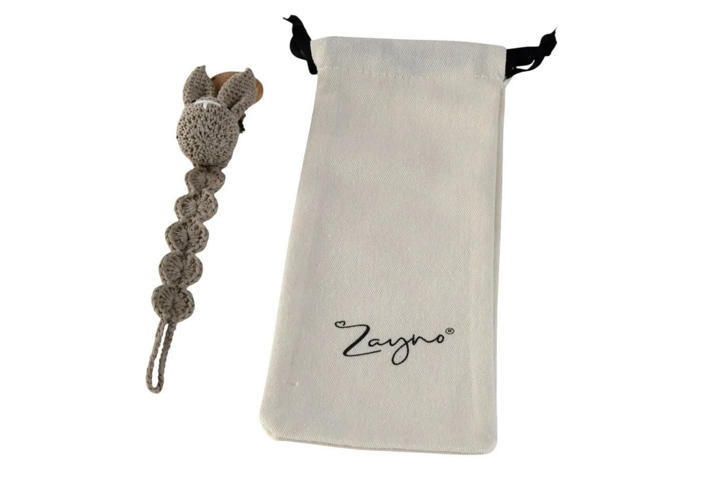 Zayno Schnullerkette Hasi Grau Handgefertigt