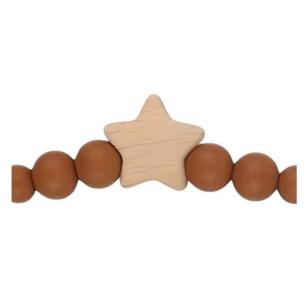 Zayno Schnullerkette Sternchen Braun Holz Silikon