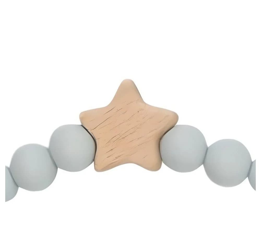 Zayno Schnullerkette Sternchen Blaugrau Holz Silikon - Bild 3