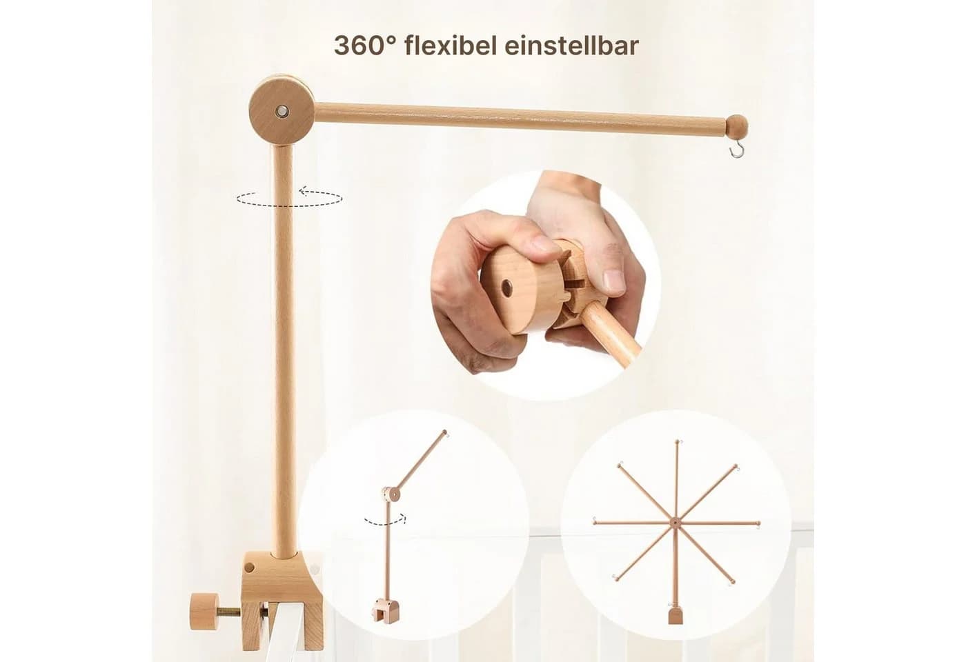 Zayno Mobilehalterung aus Holz 70cm Neutral Buchenholz - Bild 3