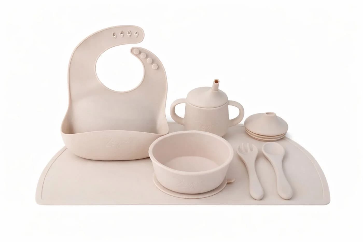Zayno Kindergeschirr-Set 8-tlg. Silikon Beige BPA-frei - Bild 2