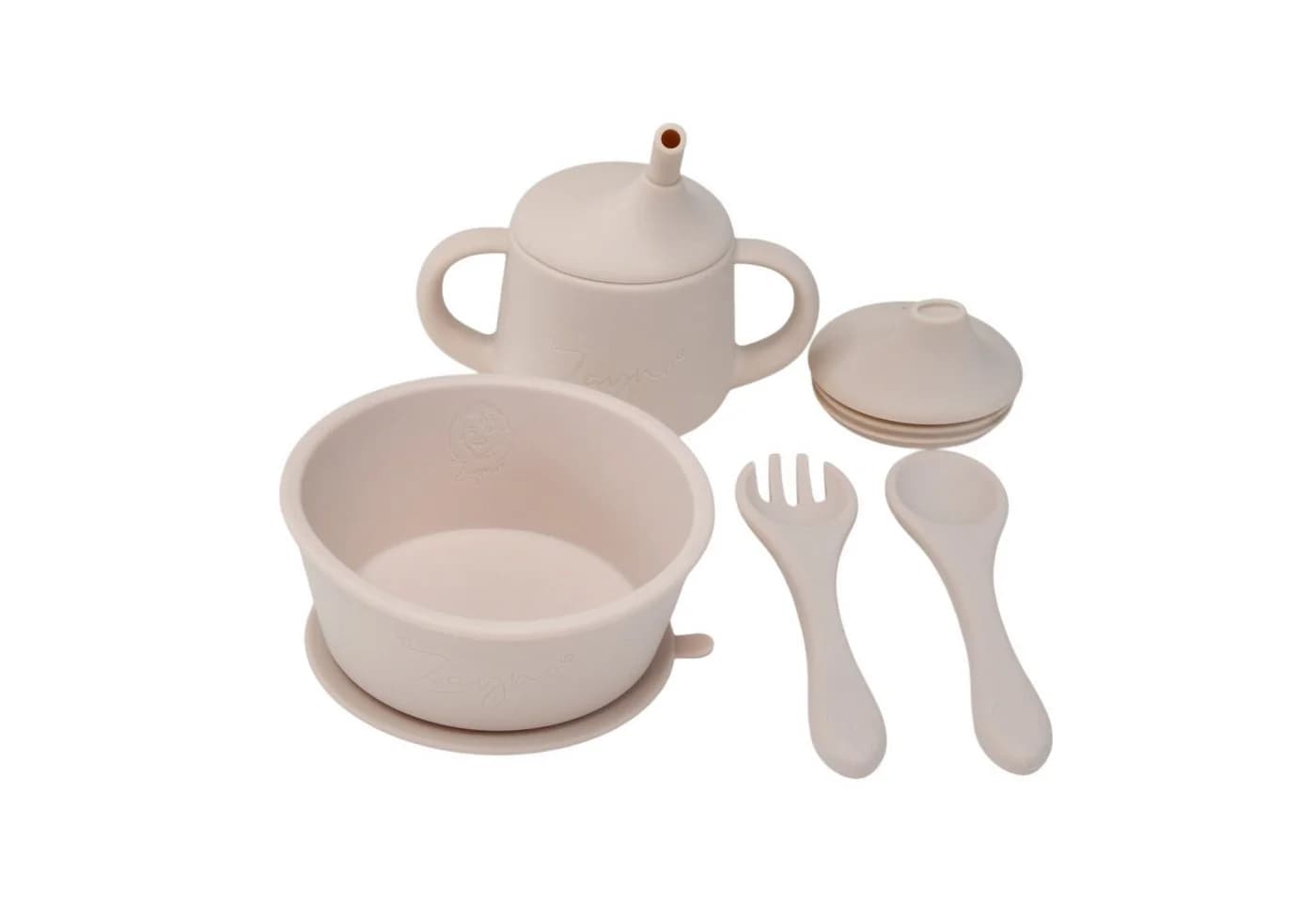Zayno Kindergeschirr-Set 8-tlg. Silikon Beige BPA-frei - Bild 5