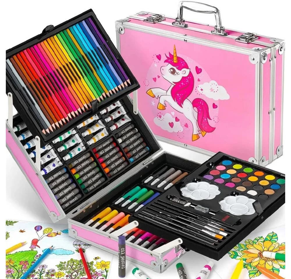 Wisam Kreativset 145-teiliger Kunstkoffer Rosa Zeichen- & Malutensilien - Bild 2