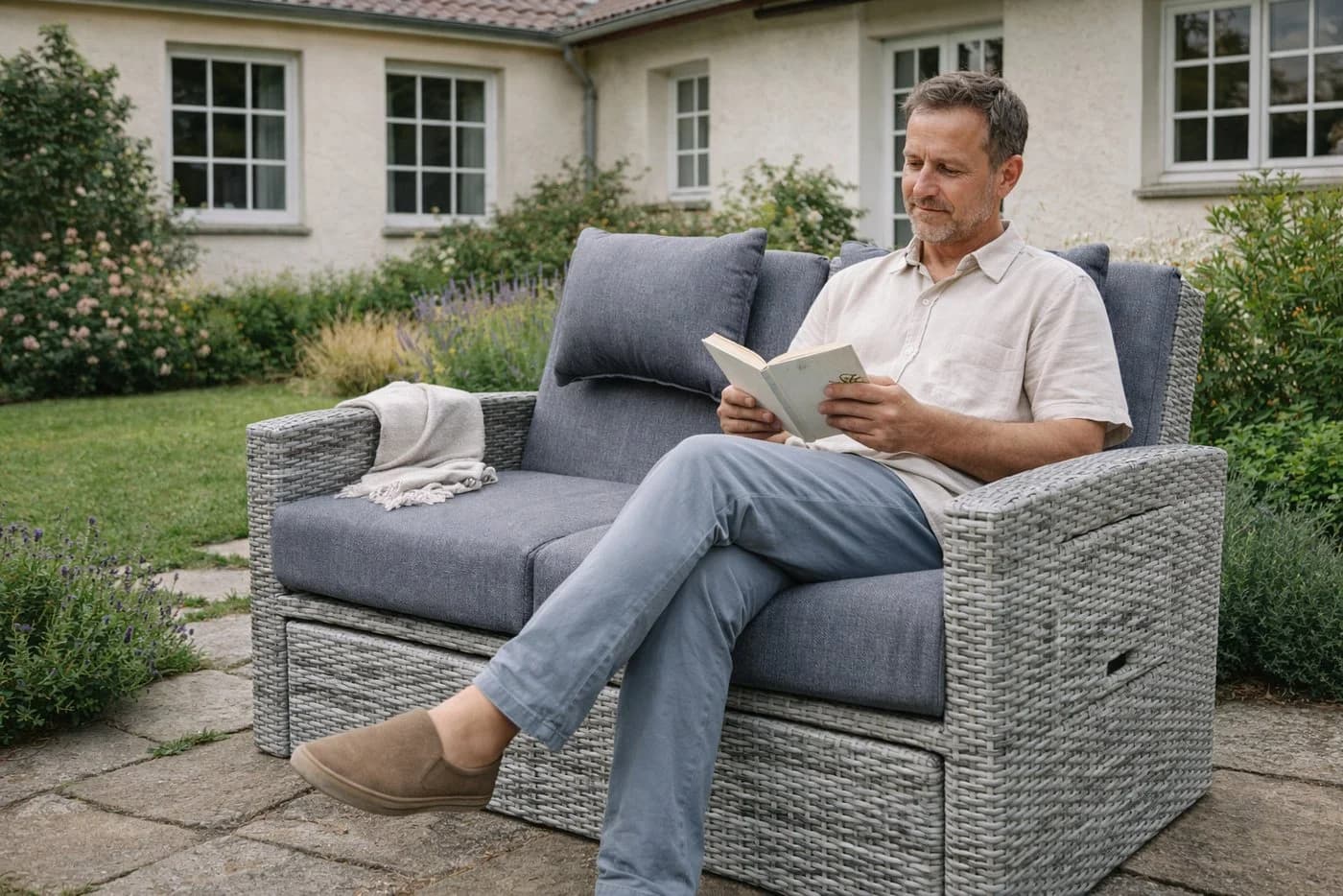 Green Spirit Multifunktions-Gartensofa „Sunny“ grau Polyrattan
