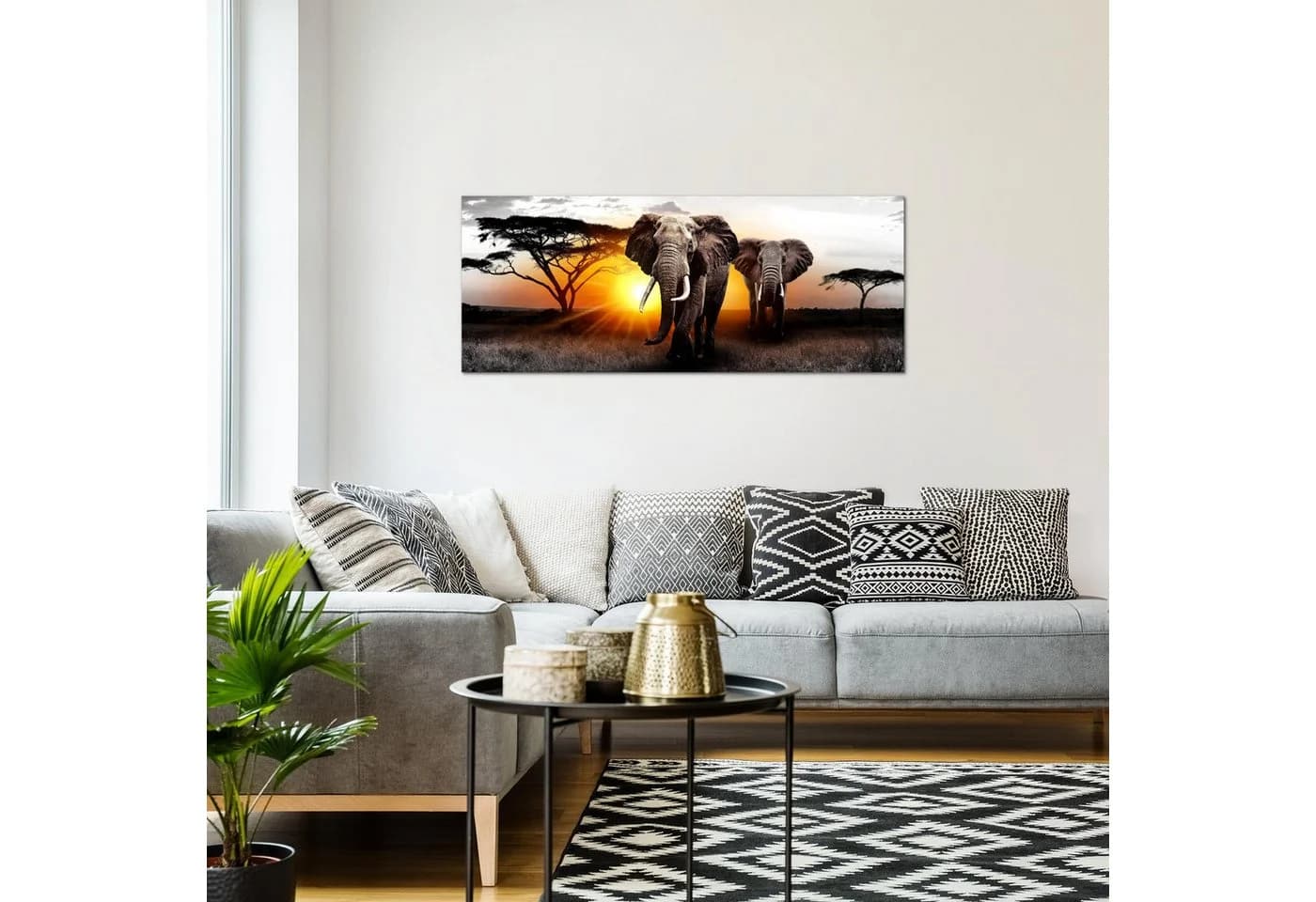 Runa Art XXL-Wandbild Elefant Afrika Sonnenuntergang Savanne - Bild 3