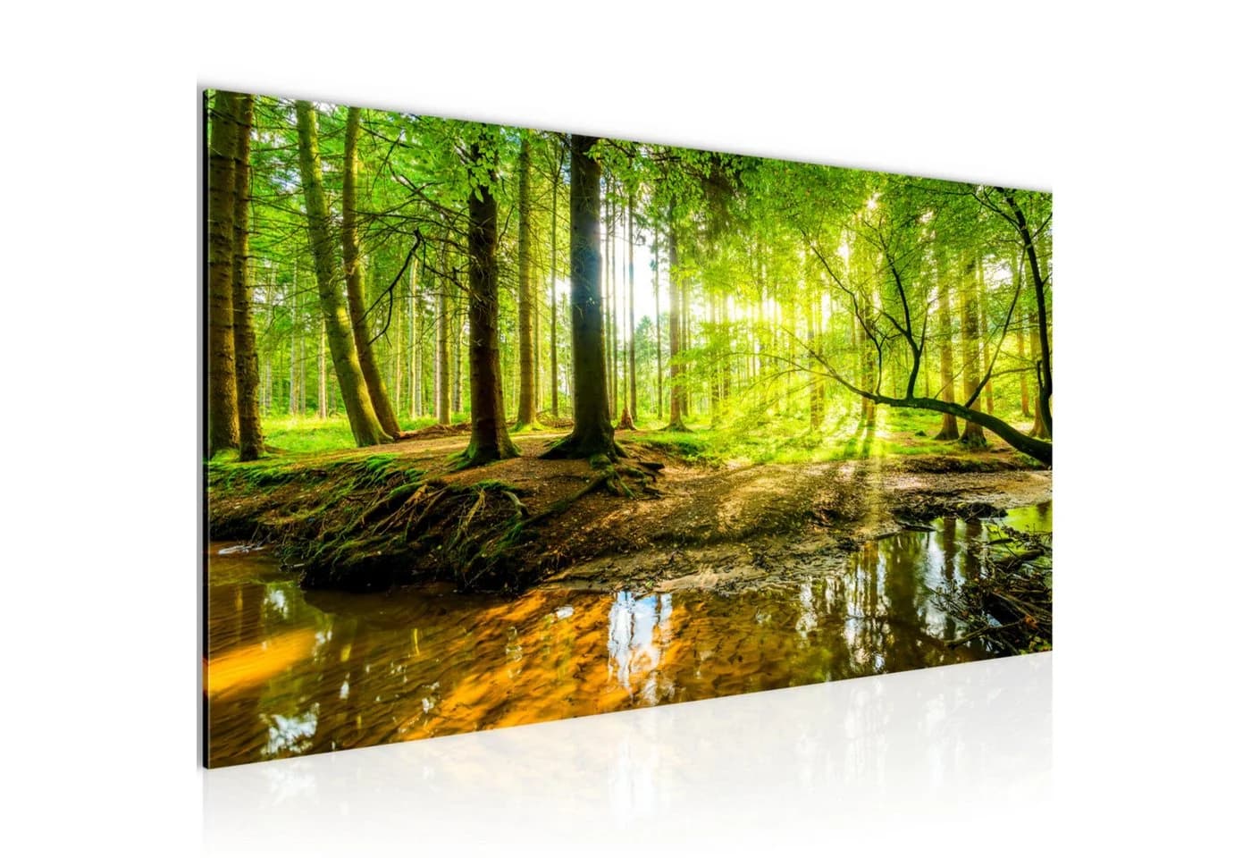 Runa Art Wandbild Wald Landschaft Deko Grün Natur Bilder 100x40 cm - Bild 2