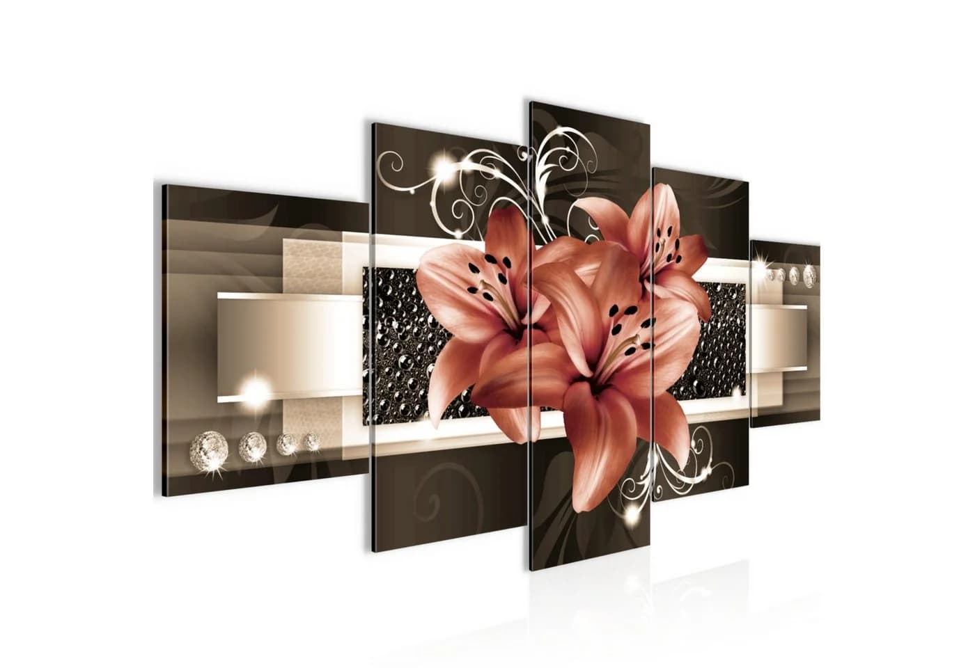 Runa Art Wandbild Abstrakte Lilien Braun Vlies - Bild 2