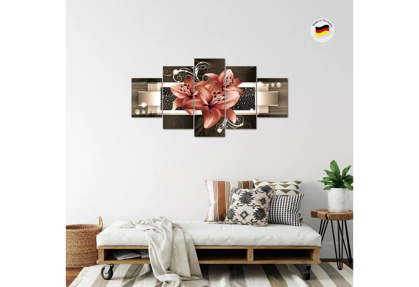 Runa Art Wandbild Abstrakte Lilien Braun Vlies - Bild 4