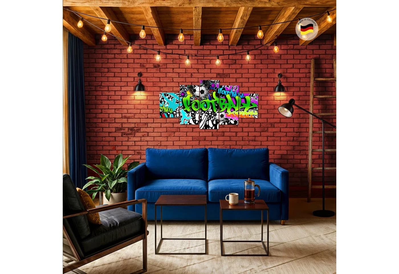 Runa Art Wandbild Loft Fußball Graffiti Street Art Vlies Leinwand - Bild 4