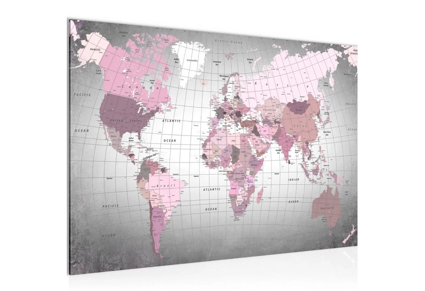 Runa Art Wandbild Weltkarte Rosa Grau 60x40 cm - Bild 2