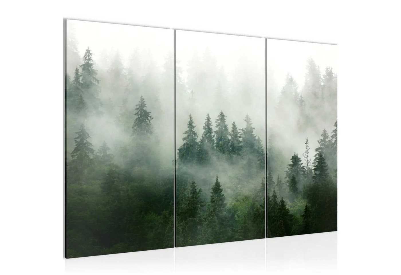 Runa Art 3-teiliges Wandbild Set Wald Natur Grün Grau Nebel - Bild 2