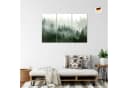 Runa Art 3-teiliges Wandbild Set Wald Natur Grün Grau Nebel Bild 3