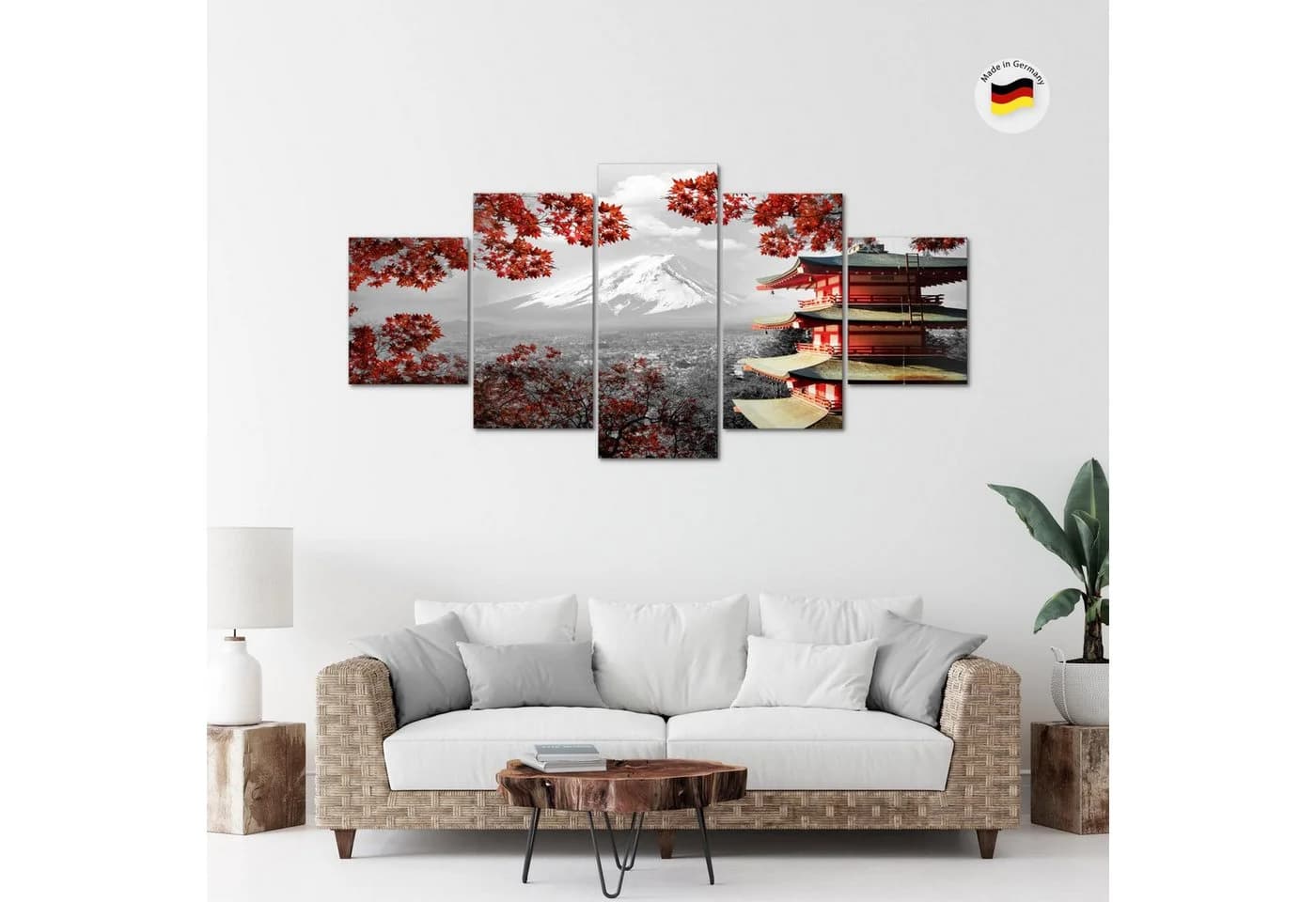 Runa Art 5-teiliges Wandbild Japan Rot Grau - Bild 5