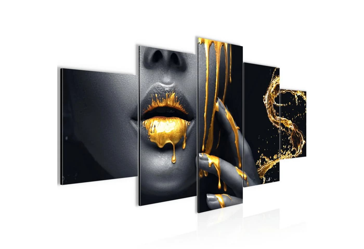 Runa Art Wandbild Schwarz Gold Wohnzimmer Deko Bild Frau Fashion - Bild 2