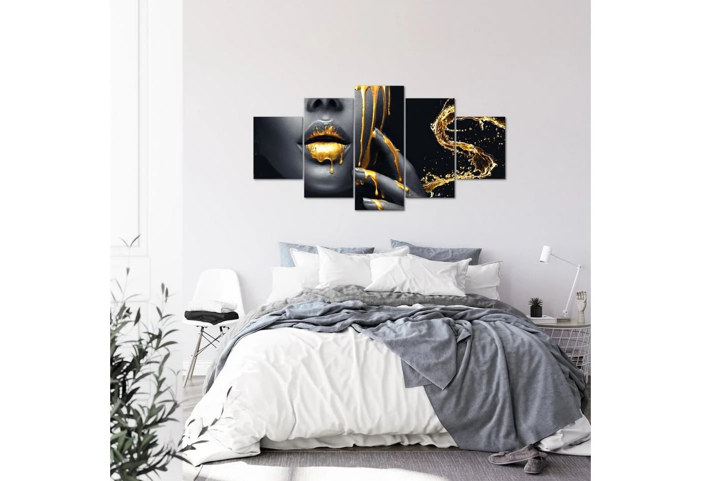 Runa Art Wandbild Schwarz Gold Wohnzimmer Deko Bild Frau Fashion - Bild 3