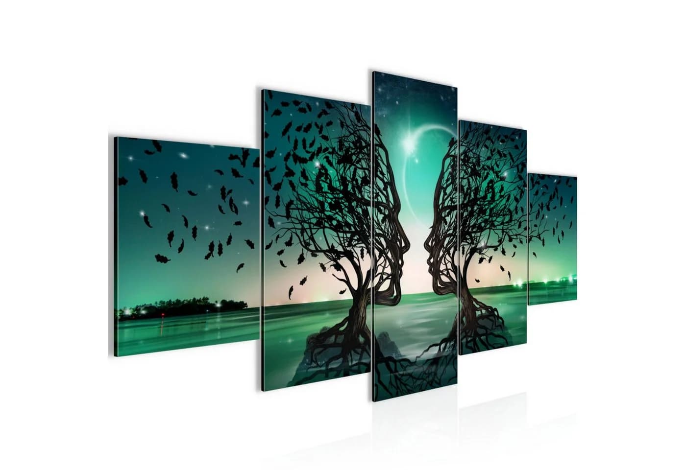 Runa Art Wandbild Set 5-tlg. Modernes Liebespaar Motiv 150x75 cm - Bild 2