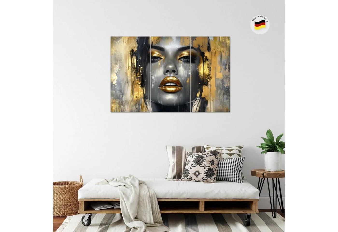Runa Art Wandbild 3er Set Fashion Frau Lippen 120x80 cm - Bild 4