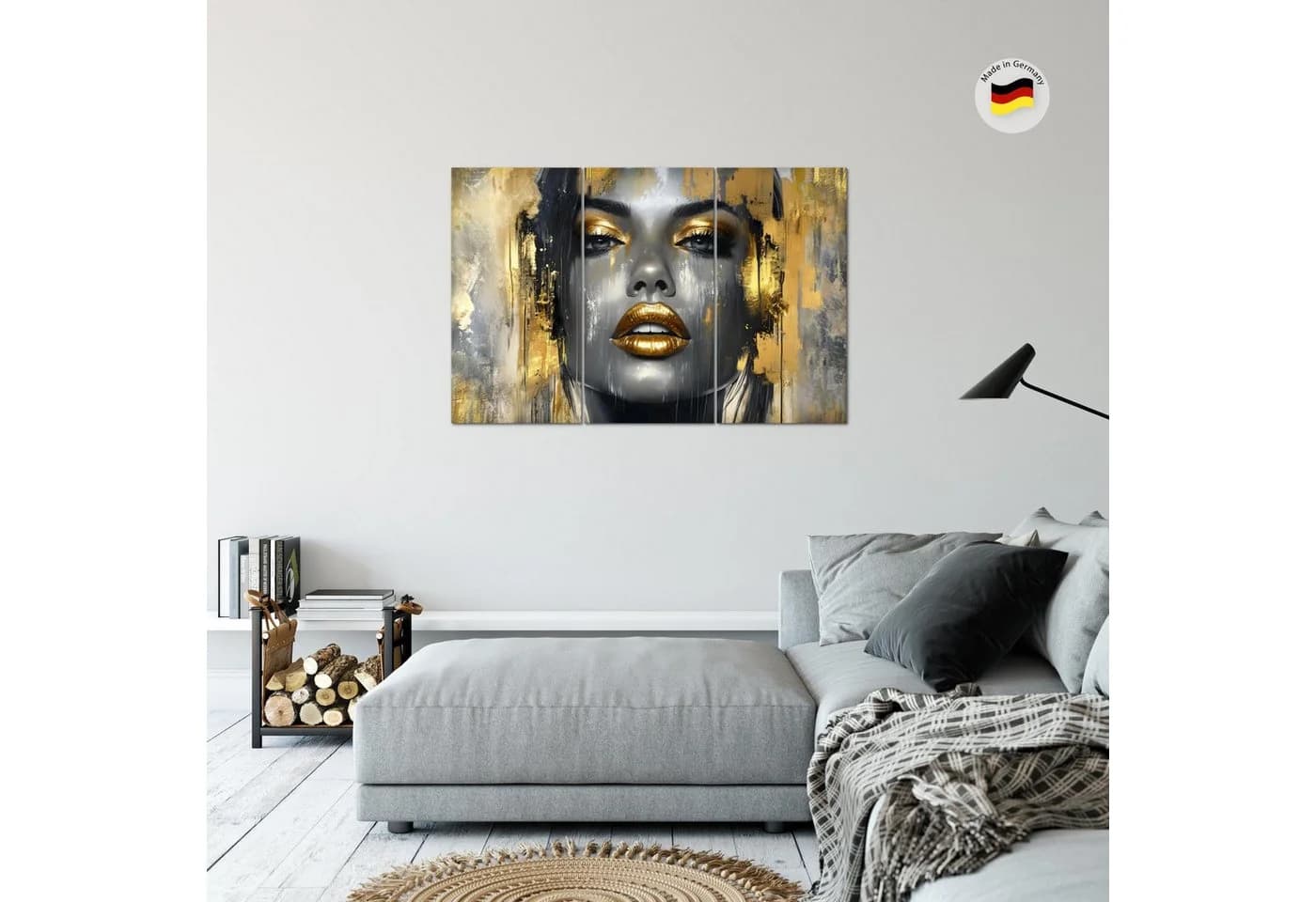 Runa Art Wandbild 3er Set Fashion Frau Lippen 120x80 cm - Bild 5