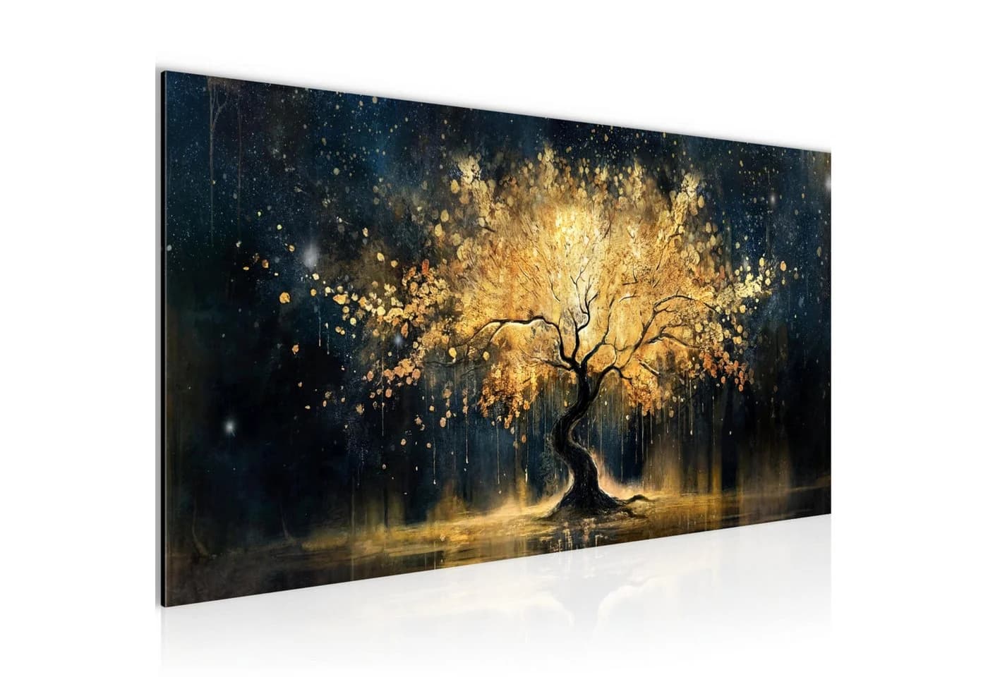 Runa Art Wandbild Baum Gold Schwarz XXL 100x40 cm - Bild 2