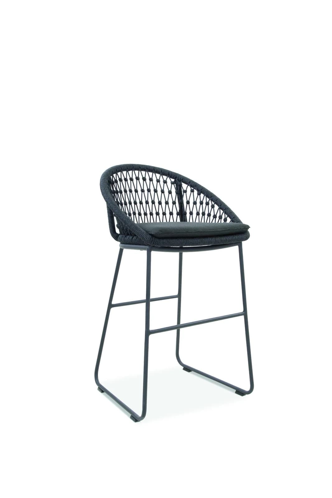 Niehoff Tresenstuhl Kuta Kunstfaser Schwarz/Grau Aluminium