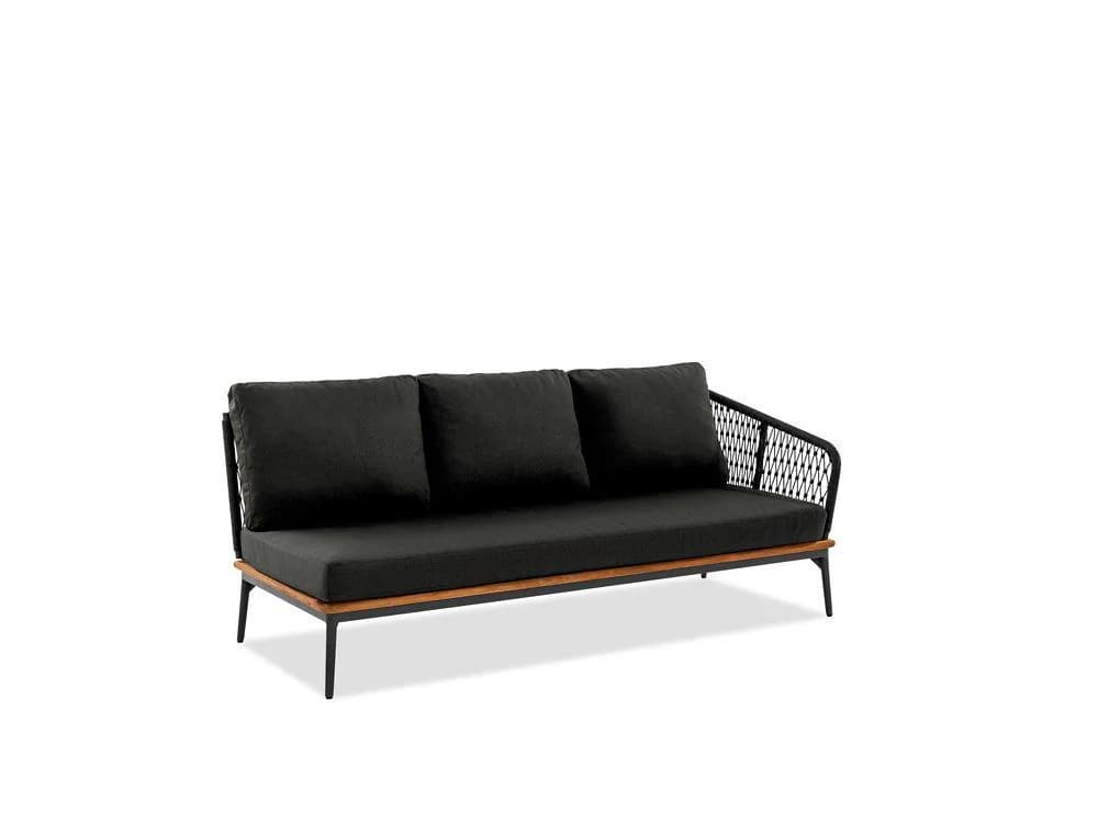 Loungeelement aus Aluminium und Teakholz in Praia charcoal