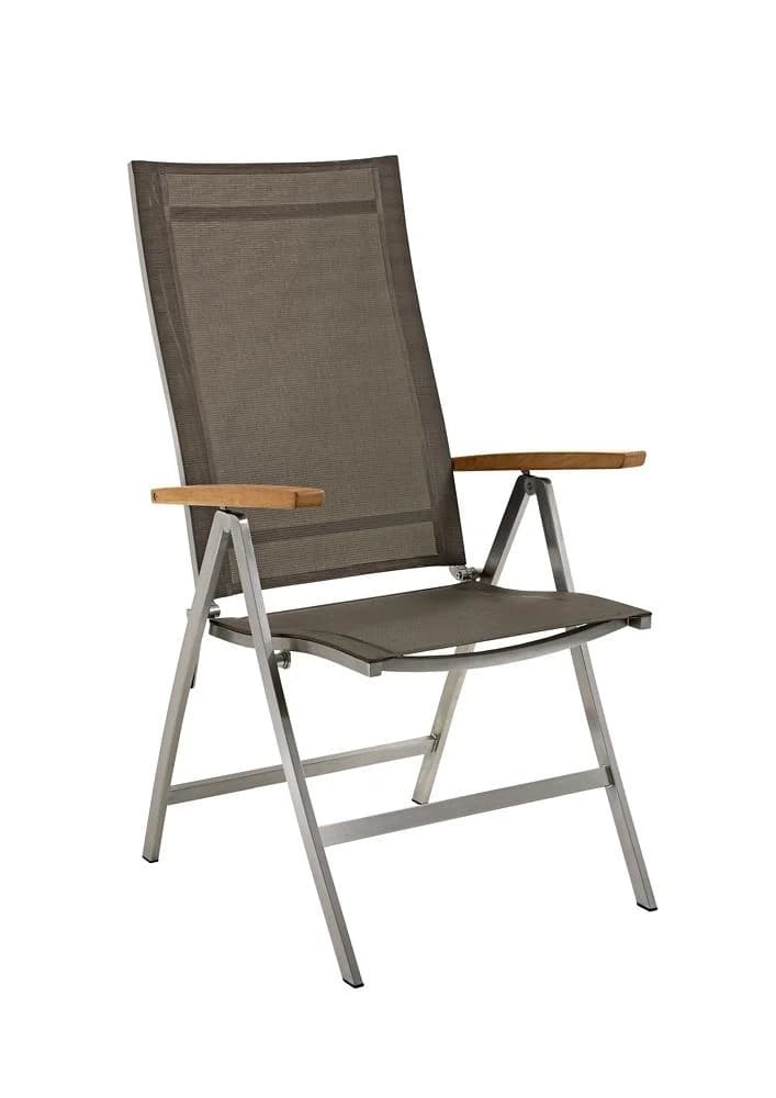 Niehoff Gartenstuhl MILFORD Taupe Edelstahl Teak Kunstfaser