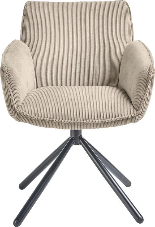 Armlehnstuhl Frisco 2er Set Beige Schwarz Cord Drehfunktion - Bild 2