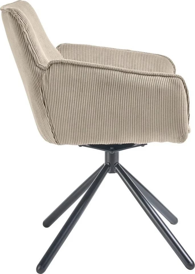 Armlehnstuhl Frisco 2er Set Beige Schwarz Cord Drehfunktion - Bild 4