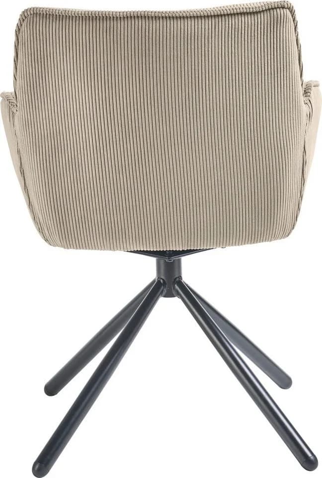 Armlehnstuhl Frisco 2er Set Beige Schwarz Cord Drehfunktion - Bild 5