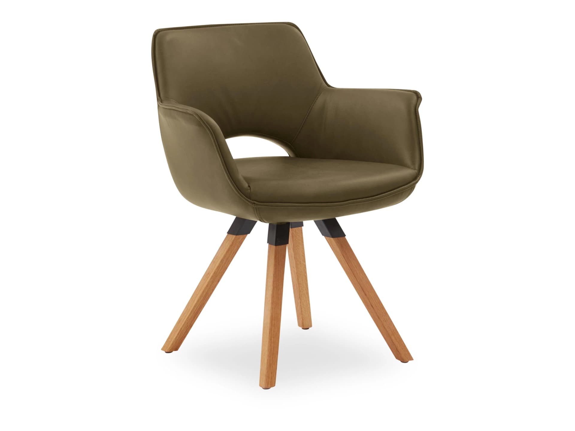 Designstuhl CHESTER Leder Eiche massiv 180° drehbar