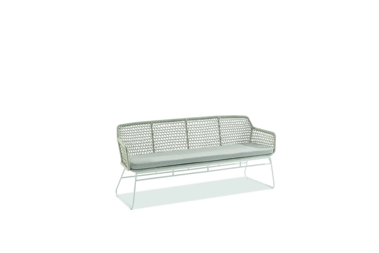 Moderne Gartenbank aus Aluminium, Kordel und Olefin